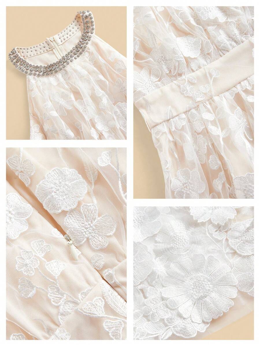 Anewsta Novo Vestido Longo Elegante Feminino com Cintura Marcada e Decote em V Embelezado com Flores 3D, Adequado para Verão, Festivais, Elegante, Férias, Festa, Convidado de Casamento