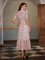 Vestido Longo Bordado com Cinto
