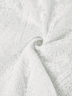 Amorya Vestido Branco Estilo A-Line Elegante Com Decote em V Bordado, Novo Estilo da Moda para Mulheres