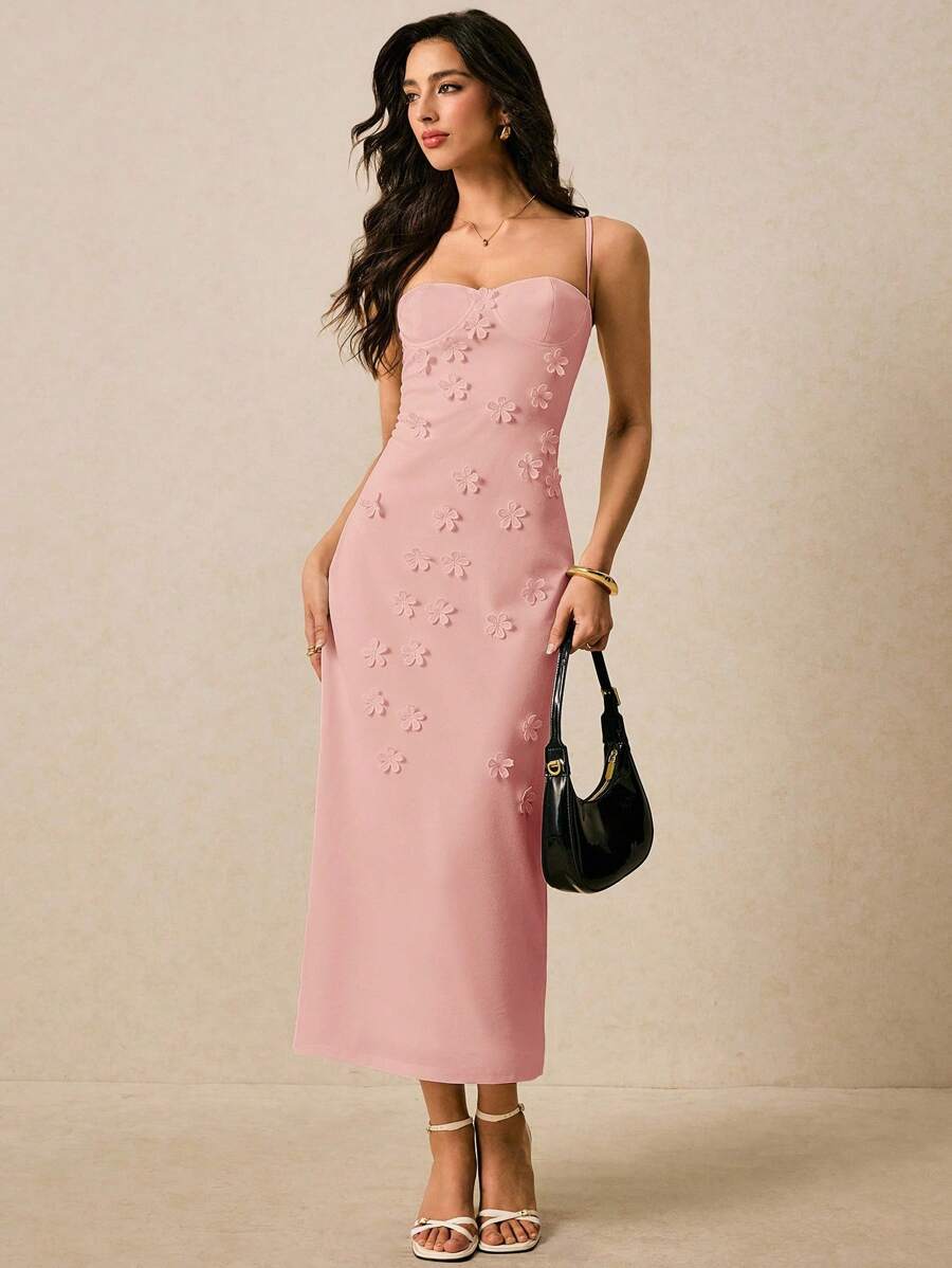 Vestido Longo de Alças Finas com Bainha Lápis