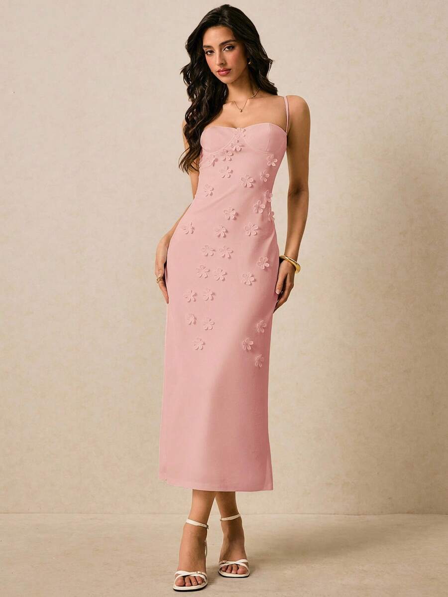 Vestido Longo de Alças Finas com Bainha Lápis