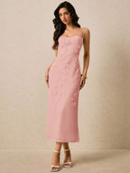 Vestido Longo de Alças Finas com Bainha Lápis