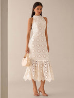 Vestido Midi Bodycon Sem Mangas com Estampa Floral