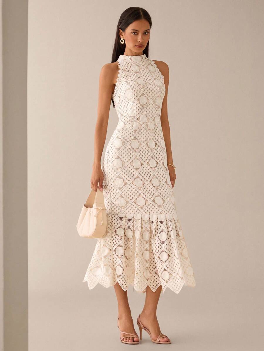 Vestido Midi Bodycon Sem Mangas com Estampa Floral