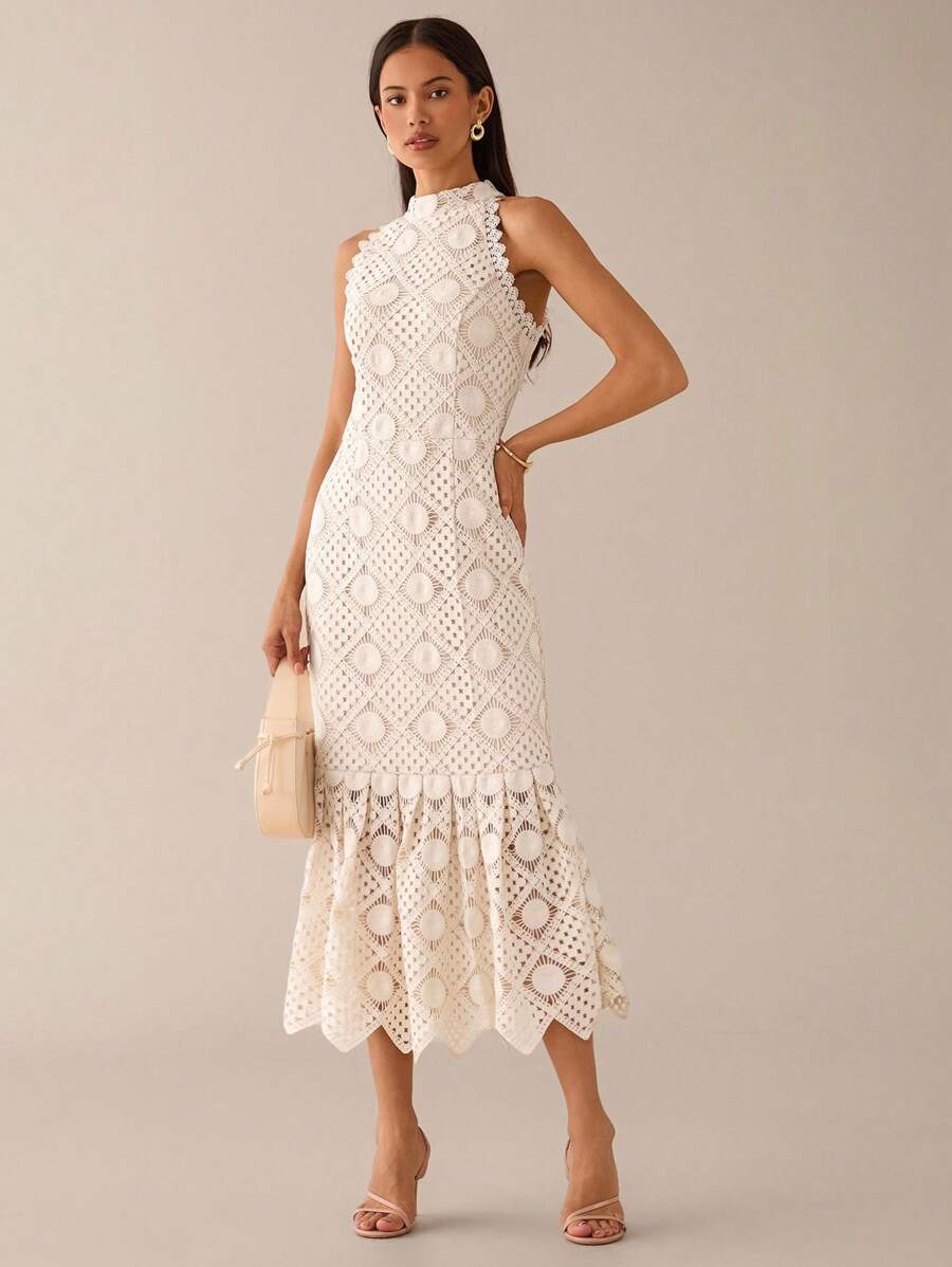 Vestido Midi Bodycon Sem Mangas com Estampa Floral