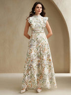 Anewsta Vestido Justo e Solto Feminino com Bordado de Crochê Estampado, Roupa Elegante para Resort