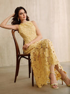 Anewsta Vestido Bodycon de Renda Floral com Decote Halter Feminino, Elegante para Verão, Festival, Férias, Viagem