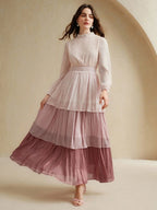 Anewsta Vestido Elegante de Manga Longa e Comprimento Médio Casual e da Moda para Mulheres