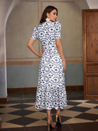 Vestido Longo Bordado com Cinto