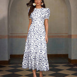 Vestido Longo Bordado com Cinto