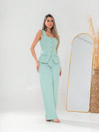 Conjunto de colete e calça Pantalona