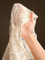 Anewsta Vestido Elegante Feminino de Outono com Gola Alta, Manga Farol, Cintura Marcada e Tule Bordado Floral