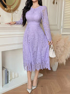 DAZY Vestido com Manga Curta e Detalhe em Renda Elegante, Vestido Mini Jovial e Refinado