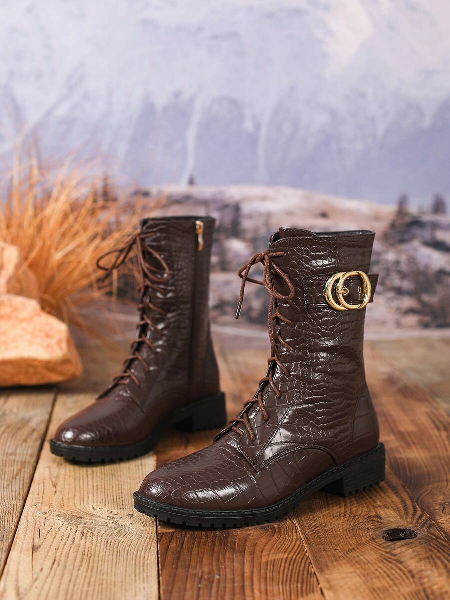 Botas de Cano Médio com Salto Grosso - Estilo Ocidental