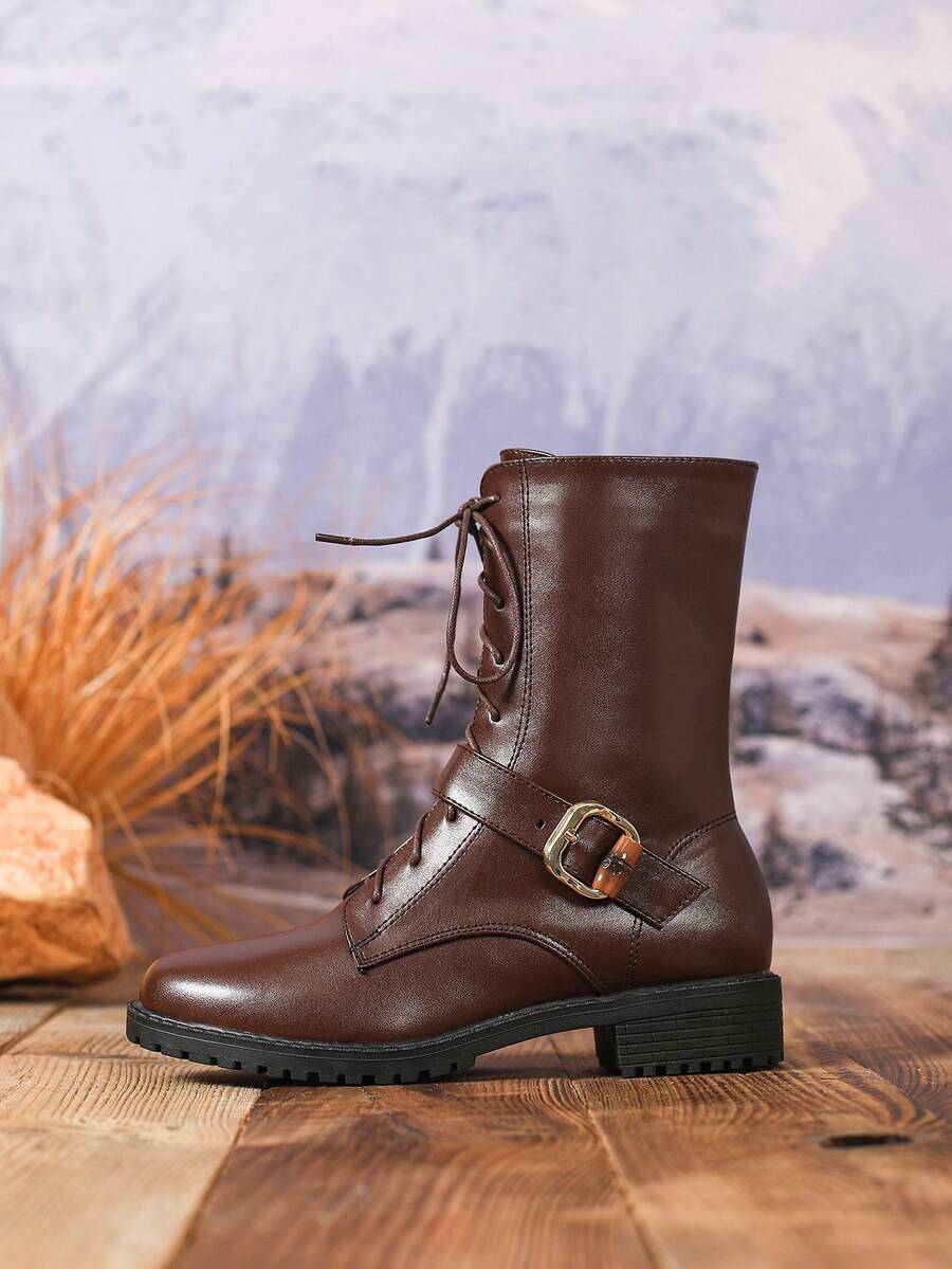 Botas de Cano Médio com Salto Grosso - Estilo Ocidental