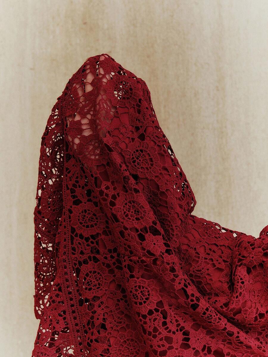 Anewsta Vestido Feminino de Manga Curta Bege com Painel Plissado, Splice de Renda Elegante e Gracioso