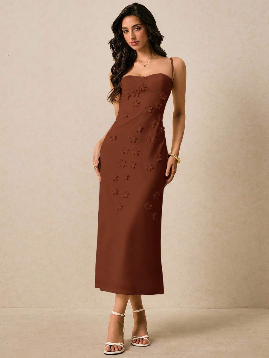 Vestido Longo de Alças Finas com Bainha Lápis