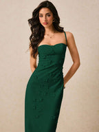 Vestido Longo de Alças Finas com Bainha Lápis