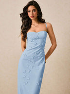 Vestido Longo de Alças Finas com Bainha Lápis