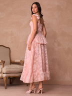 Vestido Longo Floral Jacquard