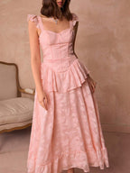Vestido Longo Floral Jacquard