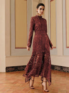 Anewsta Vestido Elegante de Festa Sexy com Recortes de Renda, Manga Longa, Costas Abertas, Modelagem Justa e Cauda de Sereia para Mulheres