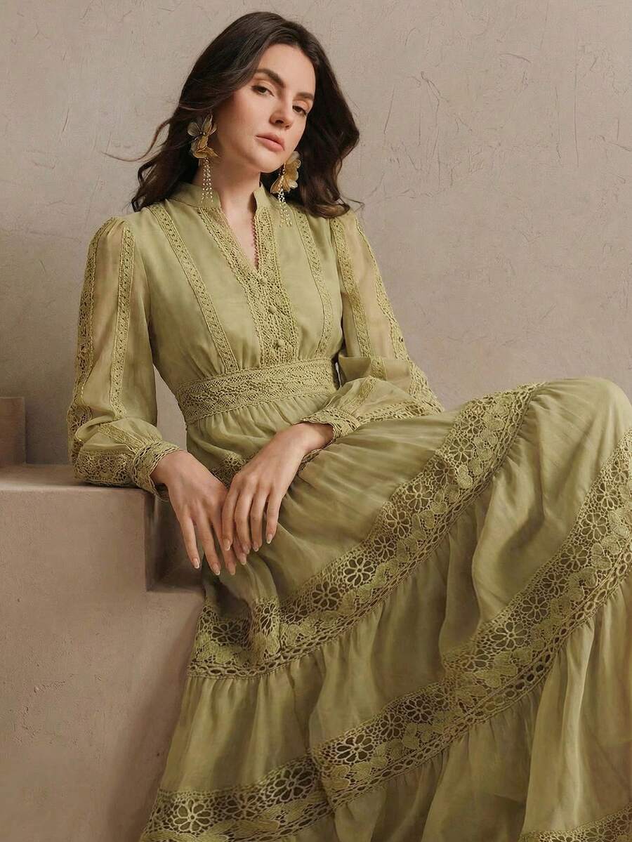 Vestido Longo Vintage de Renda
