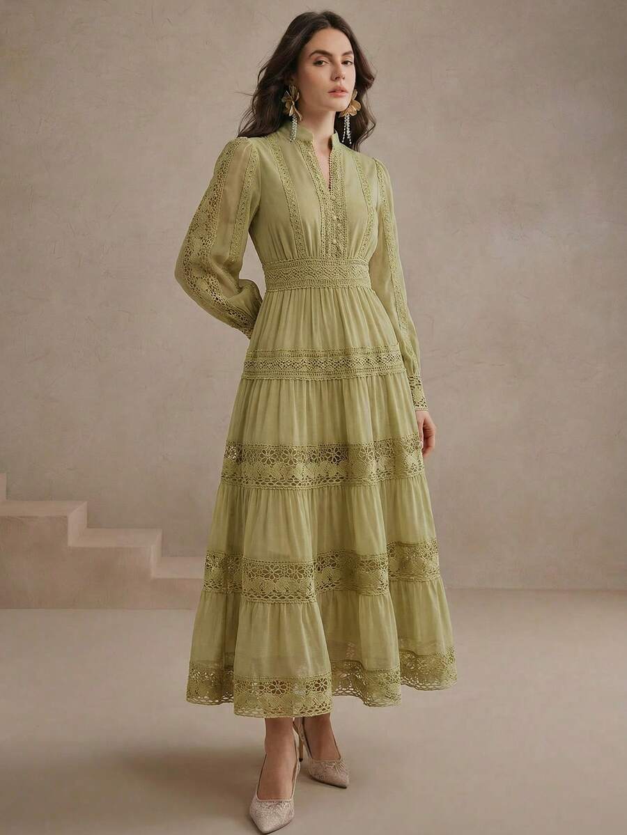 Vestido Longo Vintage de Renda