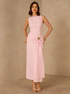Vestido Longo Plissado Elegante