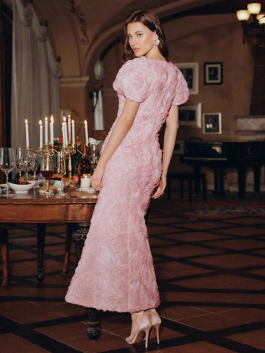 Anewsta Vestidos para Senhoras no Verão, Vestido Midi com Aplicação Floral Molly de Decote Quadrado, Vestidos Elegantes para Festa