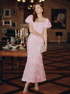 Anewsta Vestidos para Senhoras no Verão, Vestido Midi com Aplicação Floral Molly de Decote Quadrado, Vestidos Elegantes para Festa