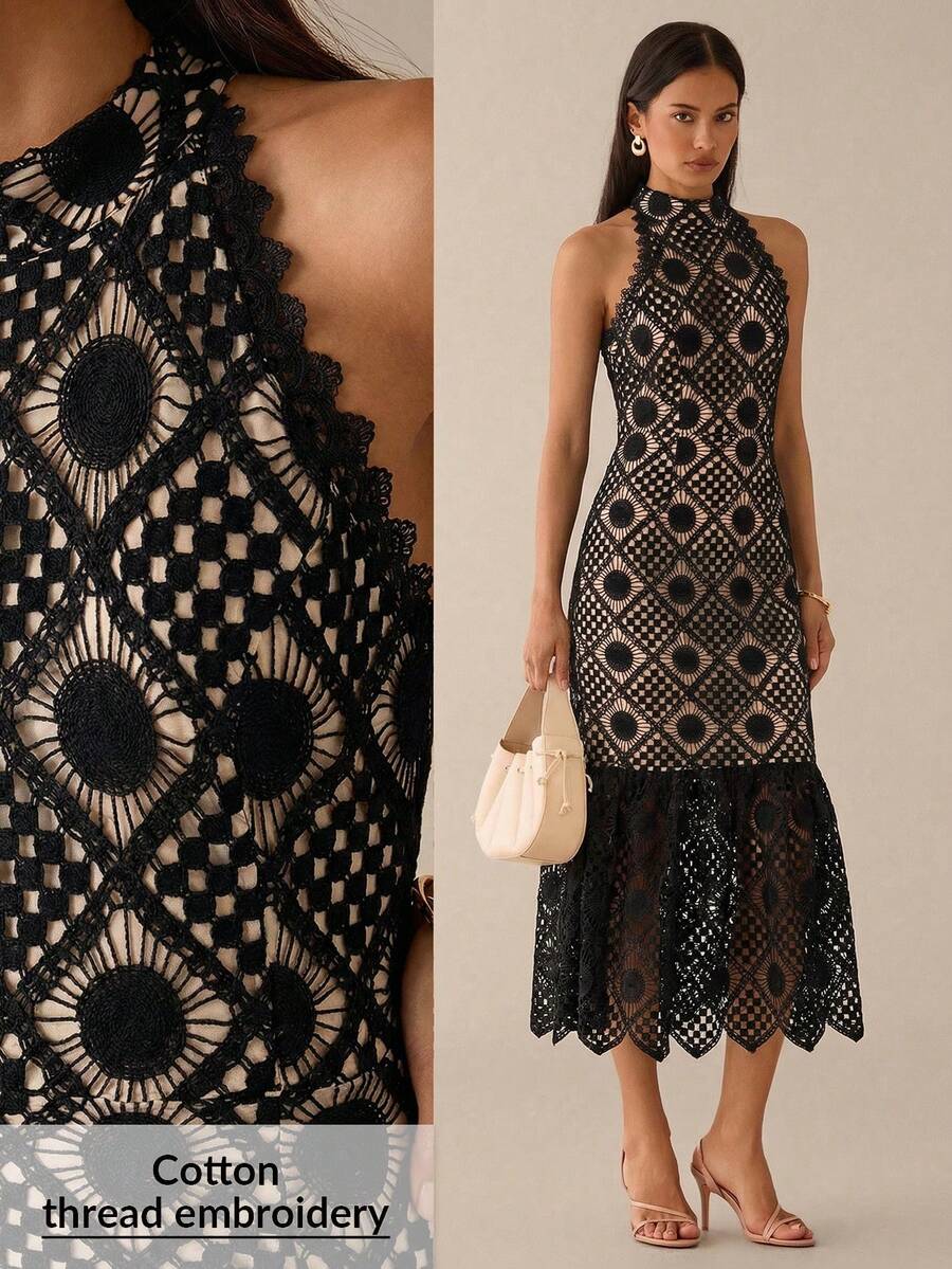 Lilora Vestido Casual de Verão Feminino Cor Sólida Sem Mangas Sereia