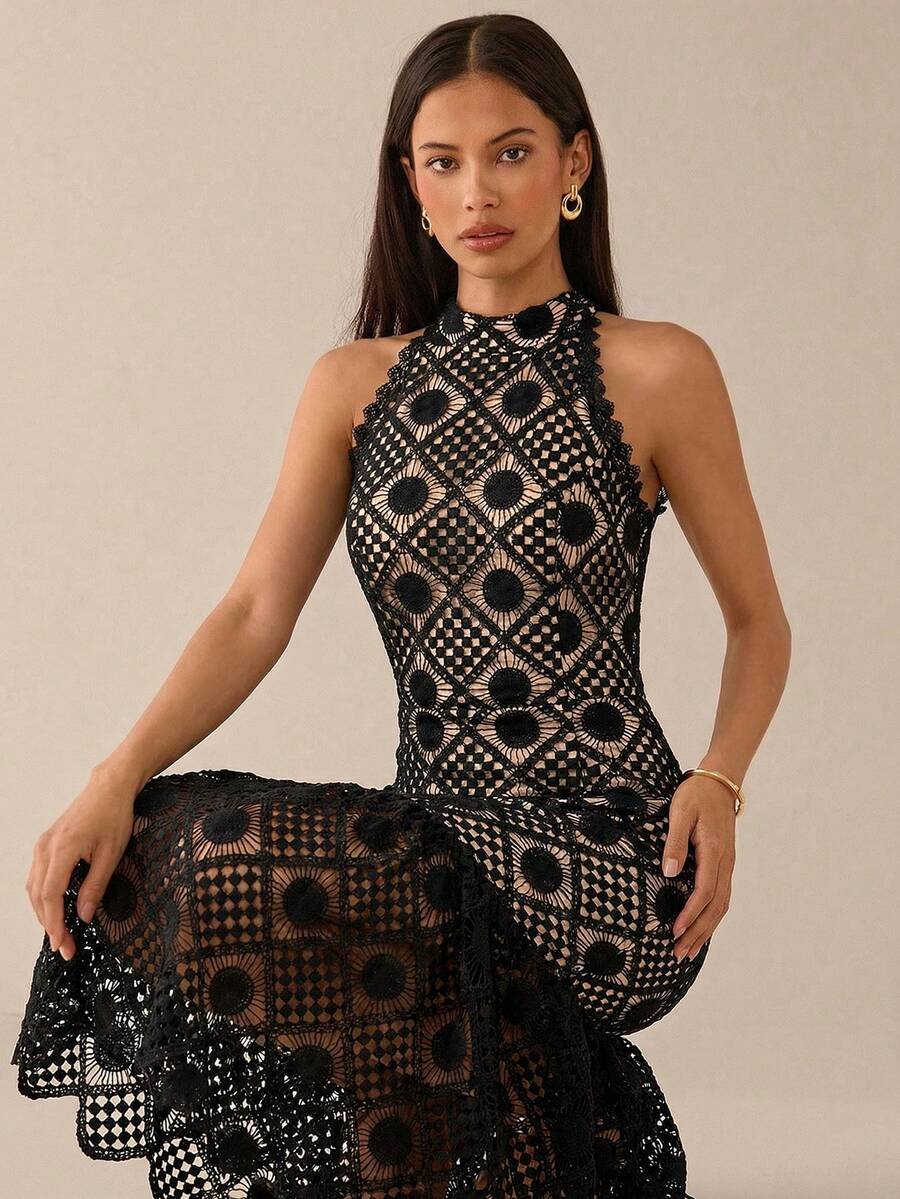 Vestido Midi Bodycon Sem Mangas com Estampa Floral