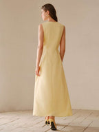 Vestido Longo Elegante com Renda Guipure Floral