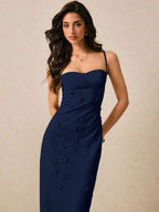Vestido Longo de Alças Finas com Bainha Lápis