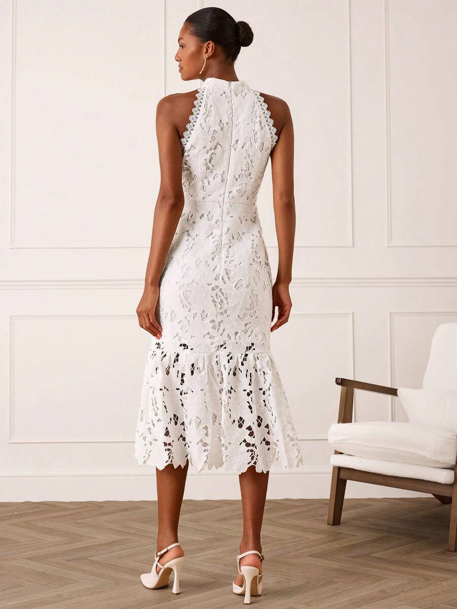Vestido Midi Bodycon Sem Mangas com Estampa Floral
