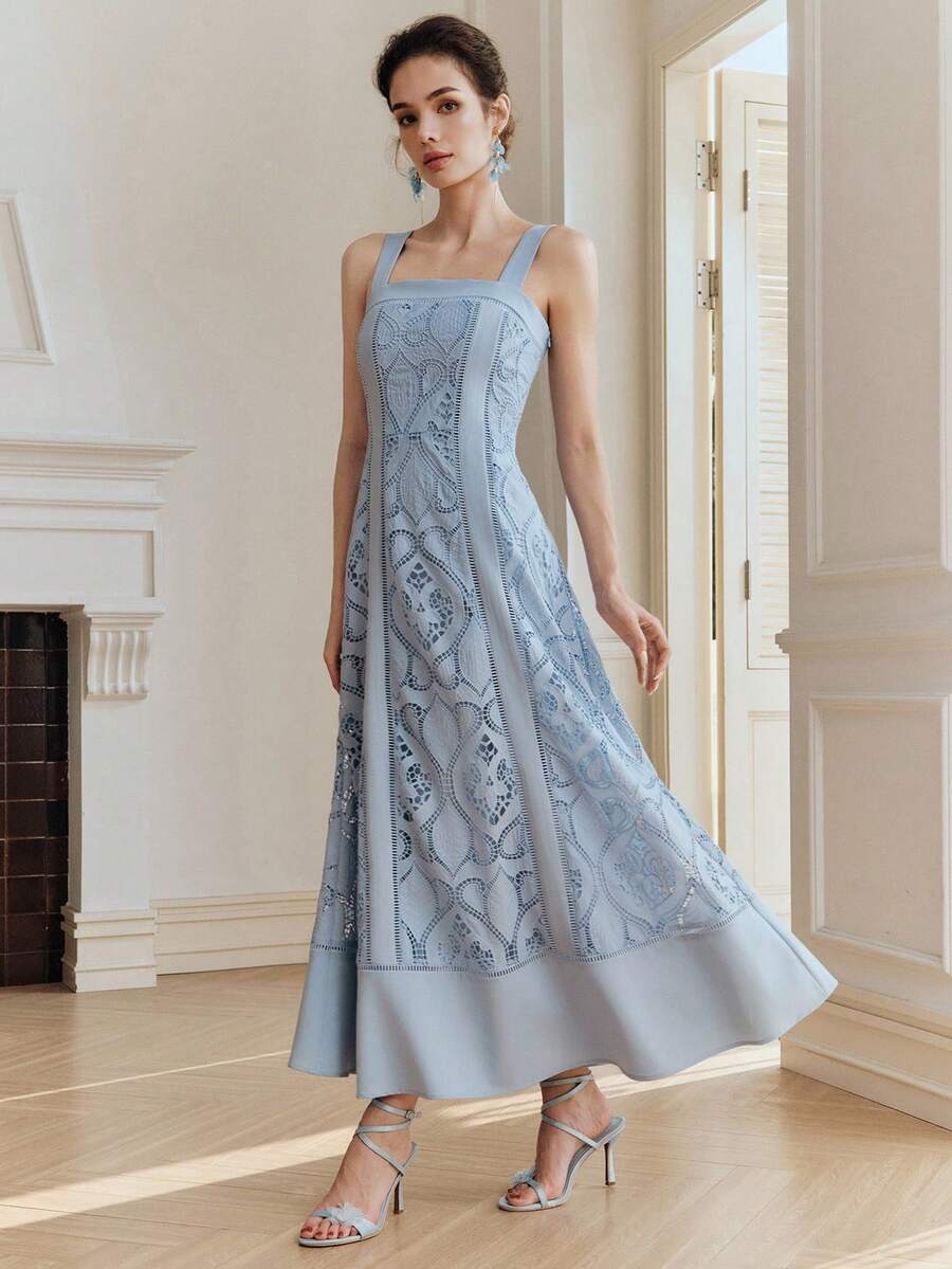 Vestido Regata Elegante com Renda Contrastante