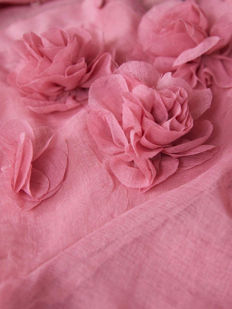 Aveloria Rosie Vestido de Tecido com Toque de Linho Elegante e Luxuoso Estilo Francês, com Gola Mandarim, Decoração Floral Intrincada, Botões na Frente, Design Cinturado na Cintura, Saia Longa Evasê, Adequado para Encontros e Férias
