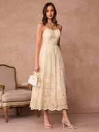 Vestido Longo Floral Bordado
