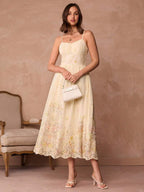 Vestido Longo Floral Bordado