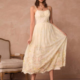 Vestido Longo Floral Bordado