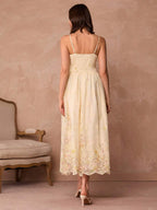 Vestido Longo Floral Bordado