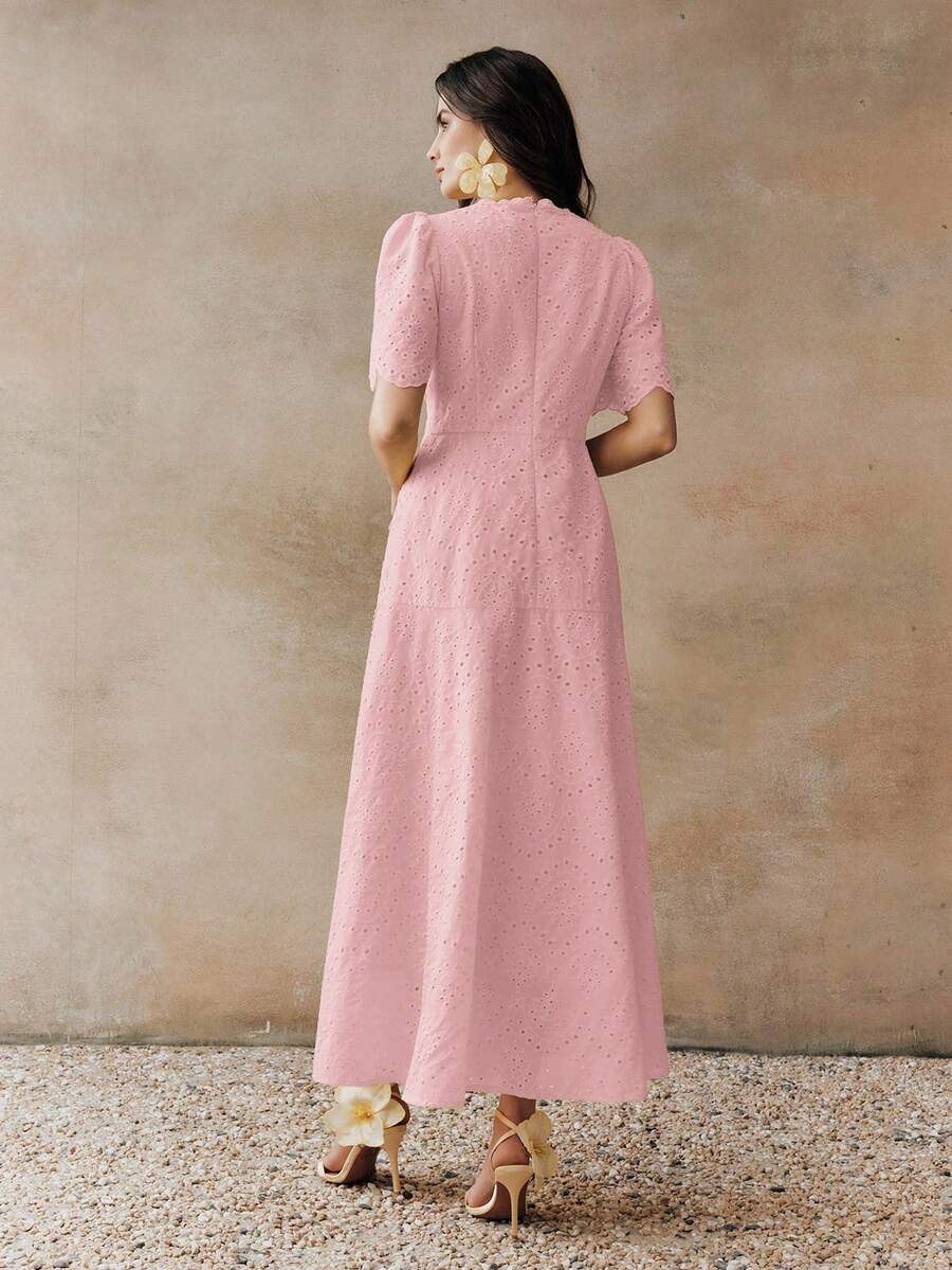 Vestido Longo com Manga Bufante e Laço na Cintura