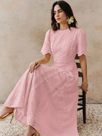 Vestido Longo com Manga Bufante e Laço na Cintura
