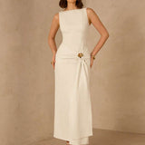 Vestido Longo Plissado Elegante