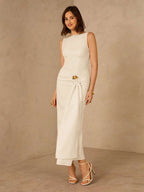 Vestido Longo Plissado Elegante