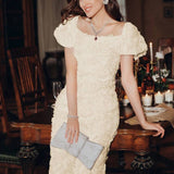 Anewsta Vestidos para Senhoras no Verão, Vestido Midi com Aplicação Floral Molly de Decote Quadrado, Vestidos Elegantes para Festa