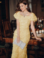 Anewsta Vestidos para Senhoras no Verão, Vestido Midi com Aplicação Floral Molly de Decote Quadrado, Vestidos Elegantes para Festa