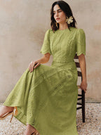 Vestido Longo com Manga Bufante e Laço na Cintura