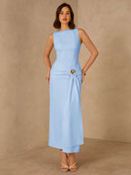 Vestido Longo Plissado Elegante